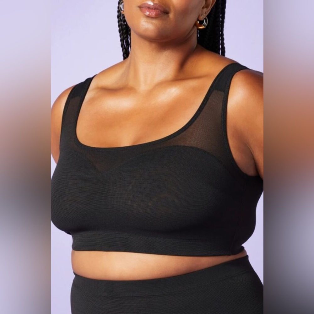 Lizzo Brand Yitty Mesh Me Smoothing Midi Bralette Black Women's Size M NWT’s